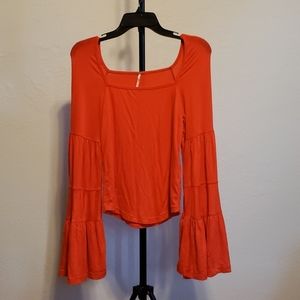 Free People Long Sleeve Red Top